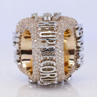 Lettres personnalisées Glacé Moissanite Anneau Pour Men10k Or Massif Initiale CZ Diamant Hip Hop Anneau Pour Lui Grand Symbole Rappeurs Anneau