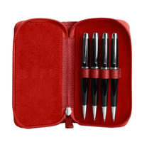 Étui à stylos unisexe vintage en cuir rouge écologique fait main, imperméable, avec fermeture éclair YKK, style portefeuille long, motif fil, pièce 4