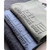 Venta al por mayor de alta calidad 100% algodón Unisex de punto camisetas de los hombres en blanco cuello redondo personalizado 3D en relieve Logo