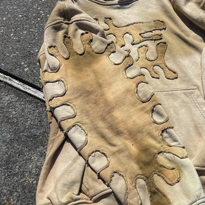 Sudadera con capucha bordada con parche de peso pesado directo del fabricante, ropa de calle Vintage lavada con ácido, algodón polar sin cuerdas, Invierno hecho a medida - Product Image 4