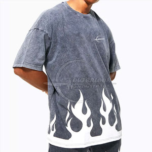 Camiseta de manga corta para hombre, camiseta de lavado ácido al por mayor, camiseta de lavado ácido OEM con logotipo personalizado de talla grande, Camiseta de algodón con lavado ácido - Product Image 2