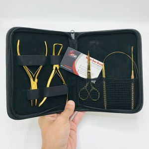 Kit d'outils pour extensions de cheveux en acier inoxydable plaqué or de qualité chirurgicale, écologique, micro-perles, applicateur, pinces de retrait - Product Image 2