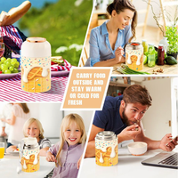 Boîte alimentaire isotherme durable en acier inoxydable avec valve de décompression et cuillère pliable, couvercle en PP sans BPA, boîte alimentaire thermique portable