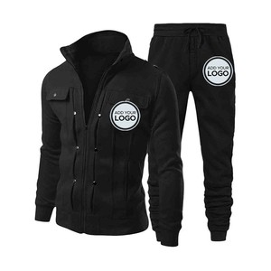 Conjunto deportivo de dos piezas con capucha y logotipo personalizado para hombre, sudadera informal con capucha y pantalones deportivos. - Product Image 2