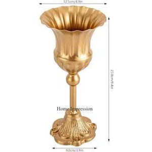Heavy Duty Métal Argent Couleur Finition Brillant Poli Unique Designer Look Attrayant Petite Forme De Mariage Décor Trompette Vase - Product Image 6