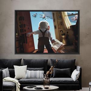 Carl Fredricksen Canvas Decor: Printed Cartoon Wall Art for Kids Room,1P:Black <b>Framed</b> - Product Image 1