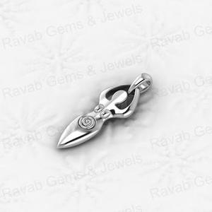 Collier unisexe en argent sterling massif 925 plaqué rhodium avec pendentif déesse religieuse de la fertilité en zircon cubique de 25 mm et chaîne de 18 pouces - Product Image 5