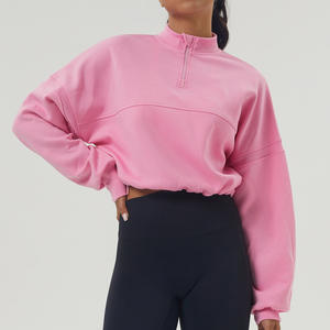 Femmes grande taille demi-fermeture éclair pull à manches longues sweat surdimensionné goutte épaule sweats à capuche pour femmes - Product Image 4
