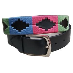 Personalizable ecuestre Equino Polo Cinturón de cuero Hombres Pin Hebilla Grano superior Bordado de cuero Cinturón deportivo Suministros para montar a caballo - Product Image 4