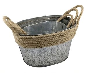 Seau à glace en métal avec poignées en jute Finition galvanisée Dernière conception Outils de bar et de pique-nique galvanisés Prix d'usine - Product Image 3