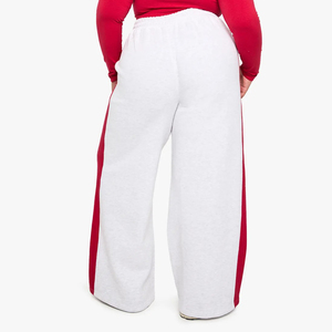 Vente en gros de pantalons de survêtement 100% coton pour femmes logo imprimé DTF personnalisé 385 g/m² avec panneau latéral surdimensionné pantalon de jogging baggy pour femmes - Product Image 2