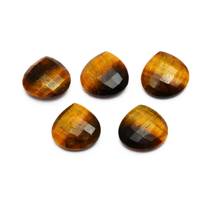 Pierre précieuse naturelle œil de tigre jaune AAA Gold Tiger Eye, cabochon facetté en forme de cœur de 18 mm, pierre semi-précieuse pour la création de bijoux - Product Image 1