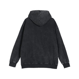 Sweat-shirts à capuche en coton mélangé confortables à prix de gros, couleur unie, lavage à l'acide, pour l'hiver, pour hommes - Product Image 6