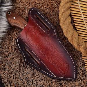 Couteau de chasse OEM damas fait main lame pleine soie manche en bois Pakka acier 1095 15N20 haute durabilité Logo personnalisé disponible EDC - Product Image 2