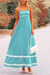 2025 verano vacaciones largo encaje Maxi Vestido Mujer Casual sin mangas Spaghetti Strap Ruffle Beach señoras vestido largo - Product Image 2