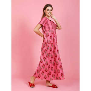 Bata de dormir para mujer 100% algodón estampada con bolsillo lateral, cintura elástica con cordón, suave y transpirable, talla 3XL para invierno - Product Image 4