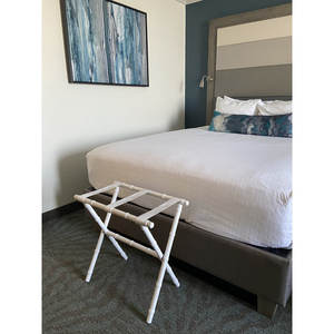 Porte-bagages moderne en bois pliable inspiré du bambou Design métallique pliable pour chambre à coucher hôpital ou salon - Product Image 6