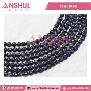 Large gamme de perles rondes en pierre de grès bleue naturelle de qualité supérieure, grade A, 6 mm, pour la fabrication de bijoux et de bracelets, Anshul Impex RB-BLSS-6 - Product Image 5