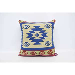 Multicolor 28x28 pulgadas Bohemian Kilim almohada lujo Vintage estampado lana cojín decorativo para suelo uso navideño - Product Image 1