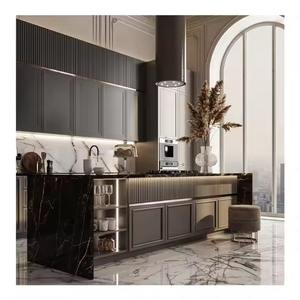 Nuevo gabinete de madera inteligente europeo moderno chapa de madera laca mate acabado diseño completo de gabinete de cocina - Product Image 4