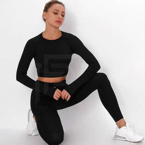 Mode couleur unie impression Fitness femmes Yoga ensemble dames Gym vêtements actifs taille haute Yoga Sport ensembles - Product Image 5
