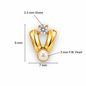 Solid Gold Heart <b>Stud</b> <b>Earrings</b> with Round CZ and Freshwater Pearl for Women <b>Fine</b> Jewelry Wholesale - Product Image 6