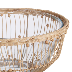 Wholesale High Quality Natural Eco-Friendly Rattan <b>Bowl</b> With Glass Dish for Display Serve <b>Soup</b> <b>Bowls</b> Handmade in Vietnam - Product Image 4