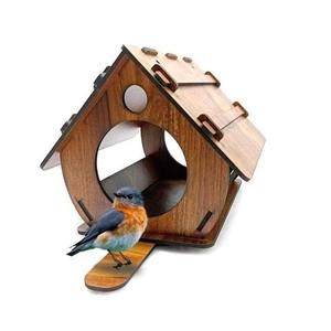 Alimentador de pájaros personalizado hecho a mano con forma de cabaña, comederos de Casa de pájaros con acabado Natural de madera más vendidos - Product Image 4