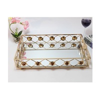 Plateau en métal minimaliste de qualité supérieure avec miroir pour la salle de bain, la commode et le coiffeur, avec un dessus de miroir lisse et brillant