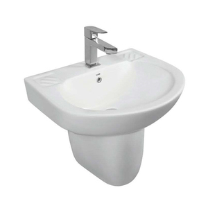 ที่น่าตื่นตาตื่นใจขายบนรอยคุณภาพที่ดีที่สุดเกรดสุขภัณฑ์สีขาวเซรามิกอ่างล้างหน้าครึ่งแท่นสำหรับห้องน้ำ - Product Image 1