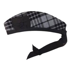 Boina de lana a cuadros con lazo negro y pompón, gorro de invierno unisex con diseño a cuadros, estilo inglés, 54-56 cm, para adultos - Product Image 3