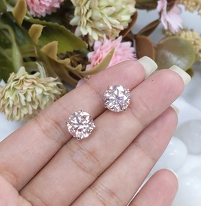 2 Carat Lab Grown Light Pink Diamond <b>Stud</b> <b>Earrings</b> Solid 14K Rose Gold Push Back Women's <b>Earrings</b> - Product Image 6