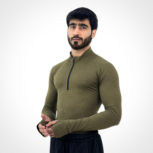 Custom logo Half Zip Gym <b>Shirt</b> High Quality Polyester Spandex Activewear Zip <b>Compression</b> Long Sleeve <b>Shirt</b> <b>for</b> <b>Men</b> - Product Image 6