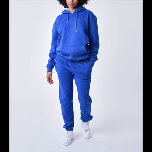 Conjunto de pantalones con capucha de gran tamaño de 2 piezas de diseño personalizado de alta calidad para mujer, chándal de estilo informal con hombros caídos transpirables - Product Image 3