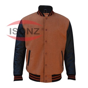Chaqueta Varsity de Mezcla de Algodón y Lana, Estilo Letterman, con Mangas de Cuero, Bolsillos Vintage, ODM, Gran Venta 2026 - Product Image 5