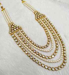 Conjunto de collar Mosenite Royal Look con pendientes de perlas a juego para novia, bodas, fiestas u ocasiones festivas - Product Image 6