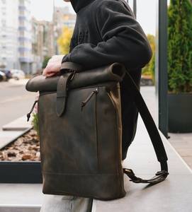 Sac à dos de voyage en cuir Rolltop fait à la main sac à dos pour ordinateur portable LRTB-0067D - Product Image 3