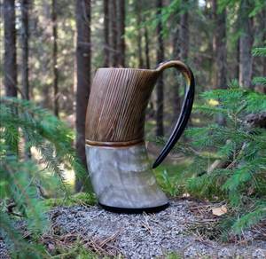 Taza de cuerno para beber de cerámica tallada vikinga Natural hecha a mano personalizada de calidad superior para restaurantes y fiestas de Hotel en casa - Product Image 6