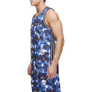 Fully Customized Men's Blue Camouflage Basketball Tank <b>Top</b> Sleeveless Mesh Breathable Athletic Wear Crew Neck Sublimated Print - Product Image 4