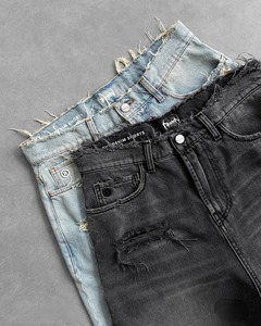 Pantalones cortos de mezclilla con agujeros rasgados de Hip Hop para hombre y mujer, pantalones cortos de trabajo holgados de lavado negro Y2K con borde crudo Vintage, informales con bolsillos - Product Image 5