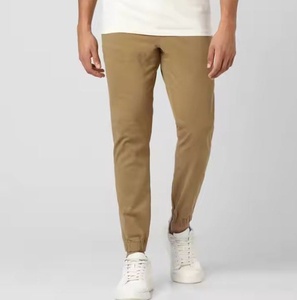 Pantalon en coton uni pour homme, taille élastique, décontracté, léger, respirant, coupe droite, beige, pour le printemps - Product Image 5