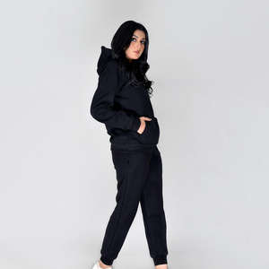 Ensemble de survêtement pour femmes de qualité supérieure, personnalisé, noir, léger, confortable et élégant, vêtements d'hiver 100% coton - Product Image 5