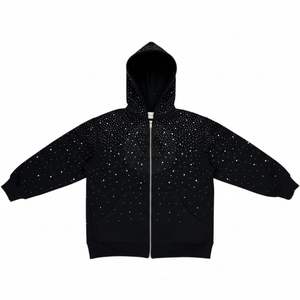 Sweat-shirt unisexe en coton 100% de haute qualité, 460g, poids lourd, écologique, avec strass, coupe ample, pour homme, hiver, extérieur, uni, teint - Product Image 3