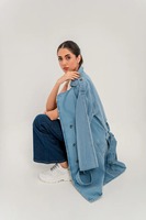 Veste en jean surdimensionnée pour femme Manteau en jean long décontracté avec design boutonné Vestes d'extérieur confortables et élégantes