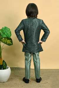 Sherwani de Luxe Traditionnel en Soie Longueur Genou pour Garçons – Tenue de Mariage et de Fête pour Enfants, Élégance Royale, Finition Infroissable - Product Image 3