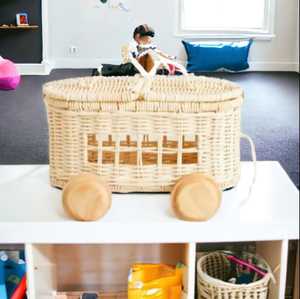 Prix bon marché chariot à jouets en rotin rotin naturel enfants chariot pour pépinière à la main de haute qualité rotin bébé chariot produit pour bébé - Product Image 4