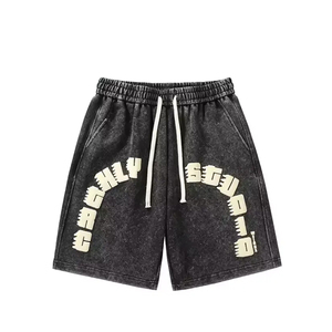 Pantalones cortos lavados con ácido de verano para hombre, nuevo estilo, 100% algodón, secado rápido, dobladillo crudo Vintage, ropa de calle ecológica - Product Image 1