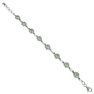 Bracelet chaîne en argent sterling 925 avec pierre naturelle, style religieux, serti clos, unisexe, certifié par un tiers, Art Palace - Product Image 1