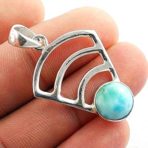Colgante de mujer Piedra preciosa Larimar natural Piedra curativa Colgante Piedra espiritual Joyería hecha a mano Colgante de plata esterlina 925 - Product Image 3