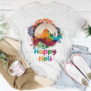 T-shirt décontracté pour homme Happy Holi, un festival des couleurs, écologique, 100% polyester - Product Image 2